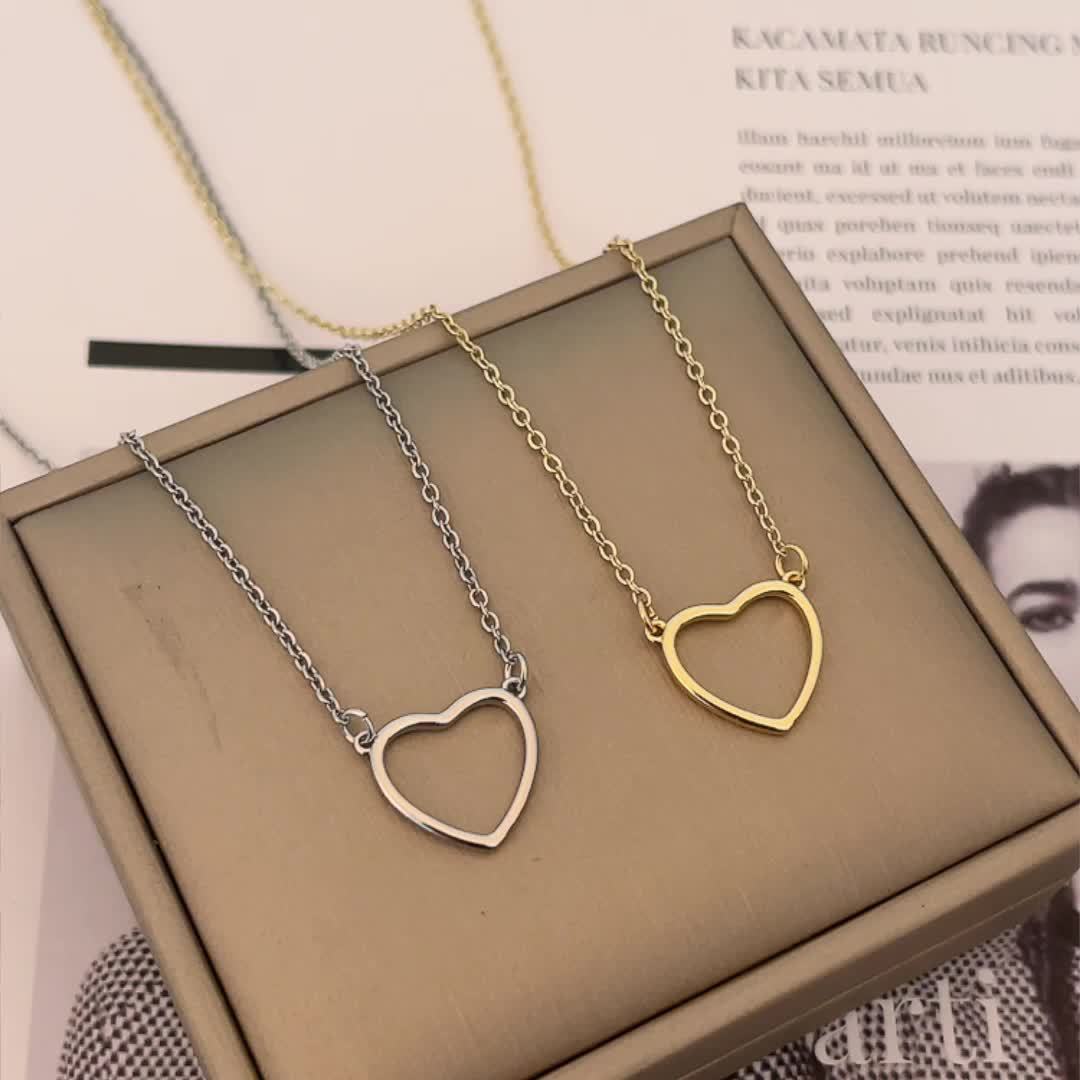 Interlocking Heart Pendant Necklace 14K Golden Plated Unisex Jewelry